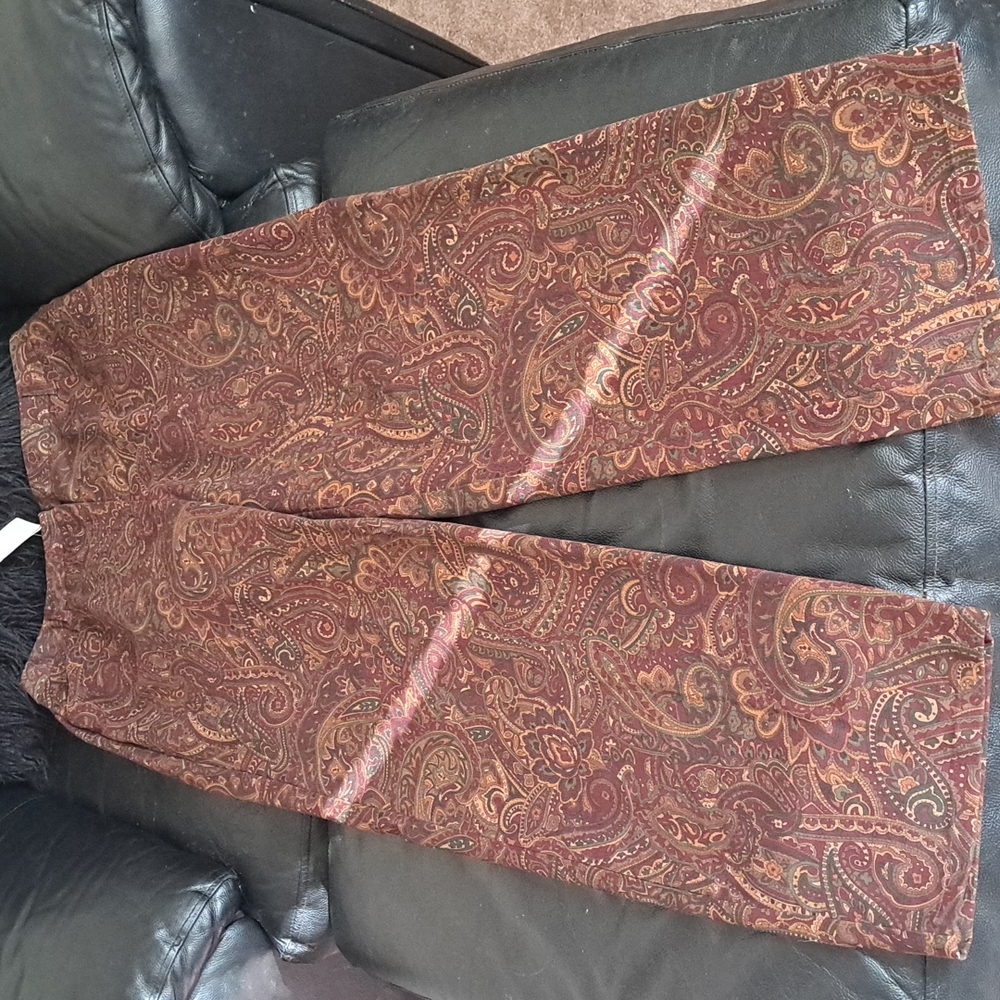 Nwt Plum Velour Paisley Pants - Picture 2 of 9